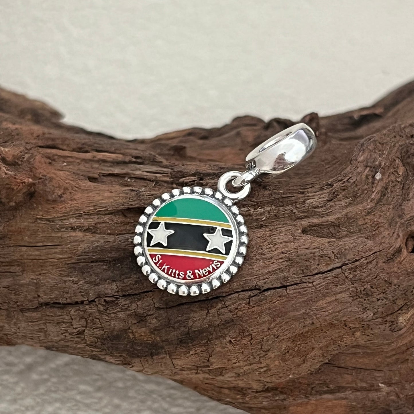 St. Kitts and Nevis Flag Exclusive Dangle Charm Pendant for Pandora Bracelet