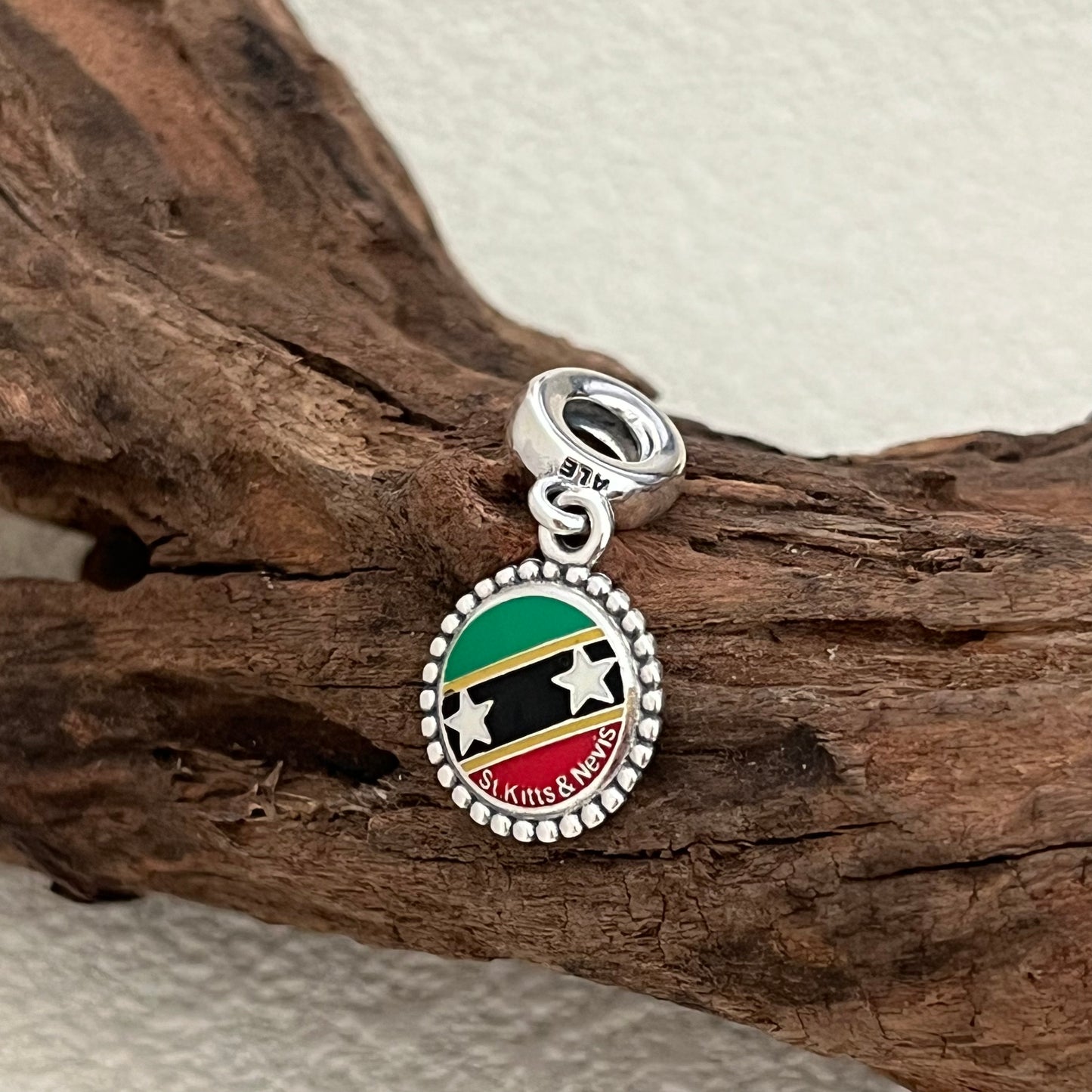 St. Kitts and Nevis Flag Exclusive Dangle Charm Pendant for Pandora Bracelet