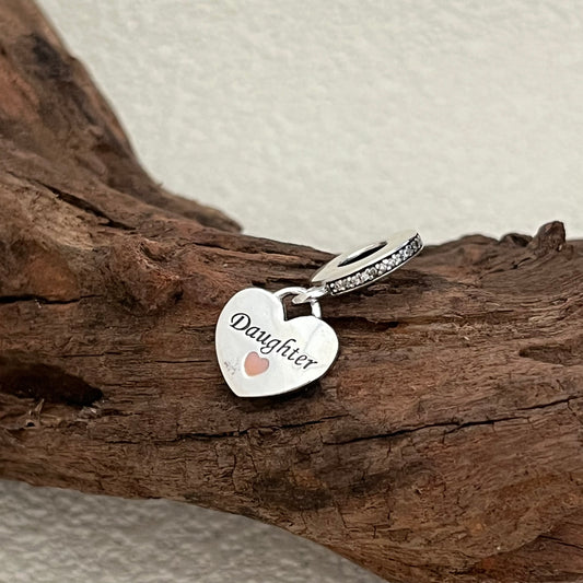 For Daughter Exclusive Heart Dangle Charm Pendant for Pandora Bracelet