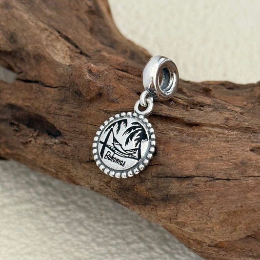 Bahamas Beach Black Exclusive Dangle Charm Pendant for Pandora Bracelet