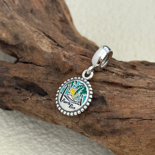 Puerto Rico Beach Coconut trees Exclusive Dangle Charm Pendant for Pandora Bracelet