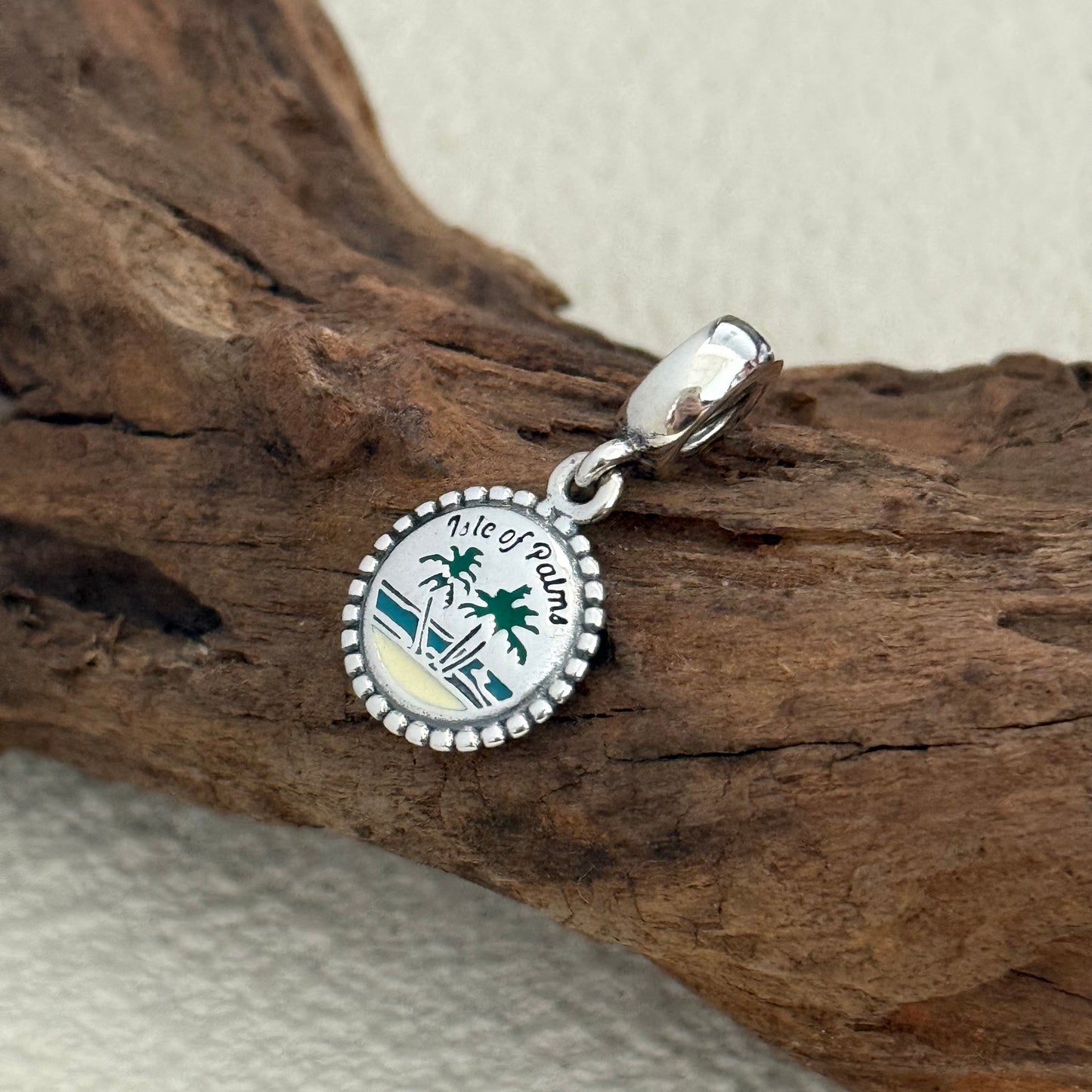 Sparkling Isle of Palm Tree Exclusive Dangle Charm Pendant for Pandora Bracelet