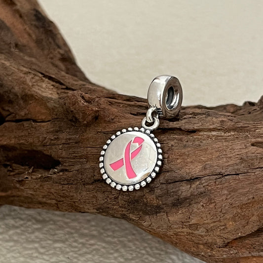 Pink Breast Cancer Survivor Oval Exclusive Dangle Charm Pendant for Pandora Bracelet