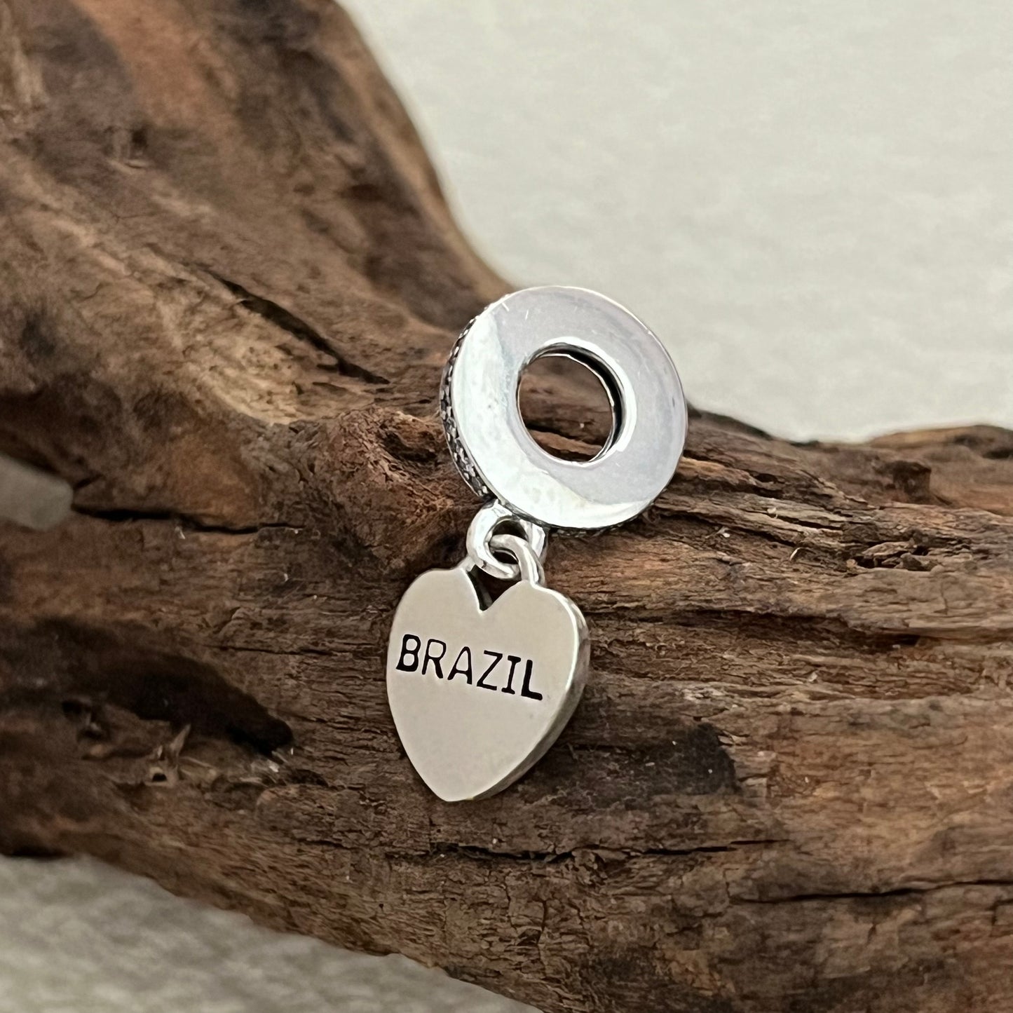 Brazil Flag Heart Exclusive Dangle Charm Pendant for Pandora Bracelet