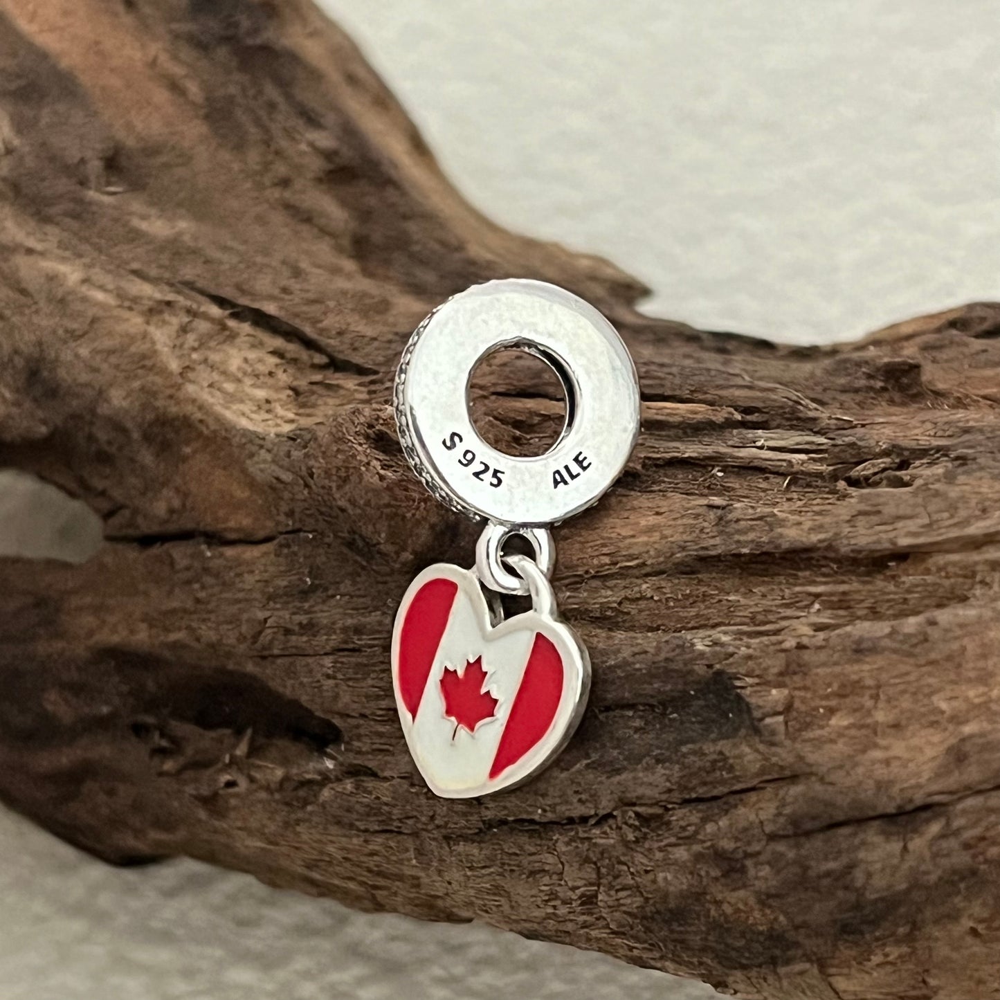 Canada Flag Heart Exclusive Dangle Charm Pendant for Pandora Bracelet