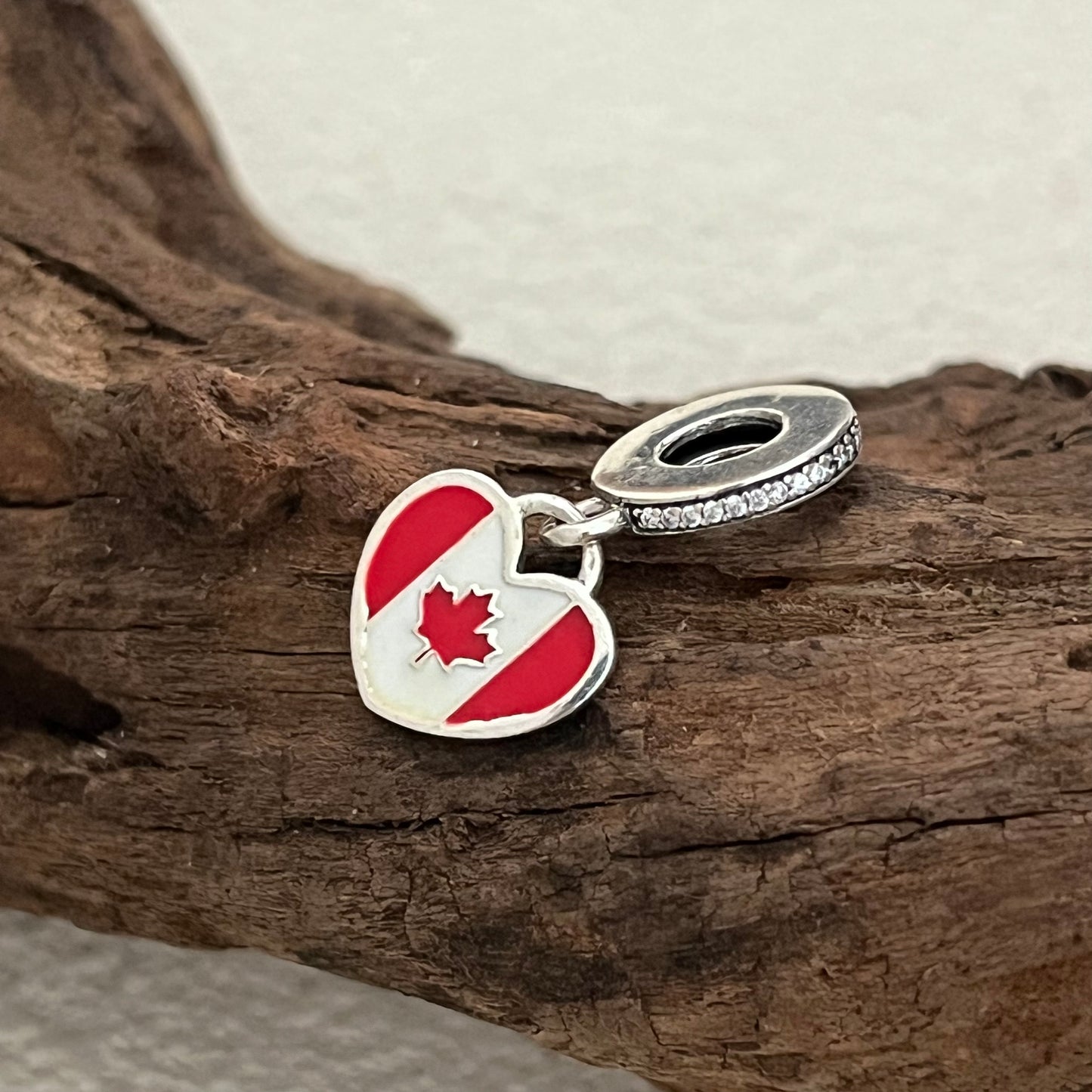 Canada Flag Heart Exclusive Dangle Charm Pendant for Pandora Bracelet