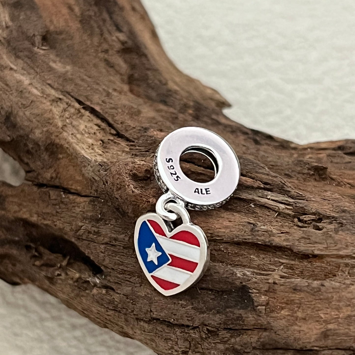 Puerto Rico Flag Heart Exclusive Dangle Charm Pendant for Pandora Bracelet