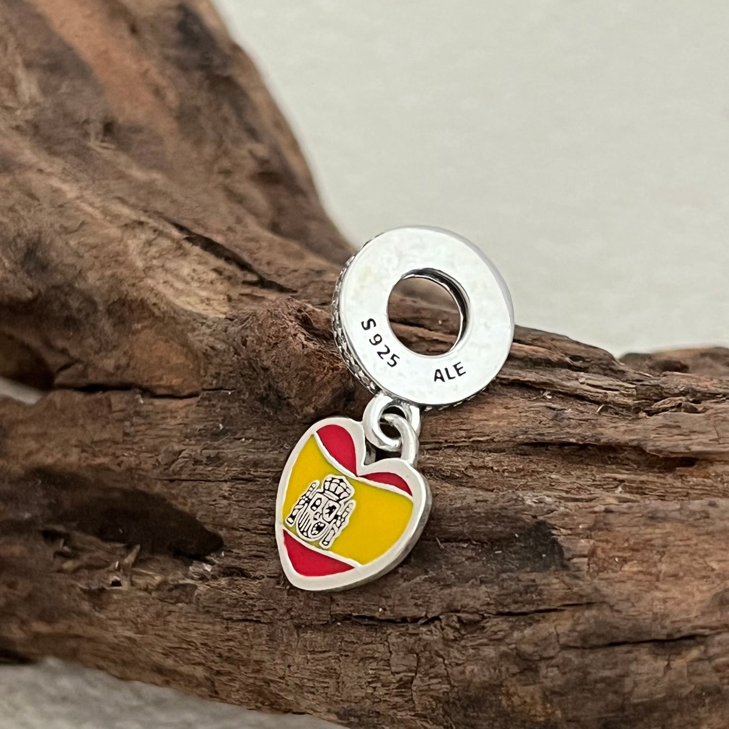 Spain Flag Heart Exclusive Dangle Charm Pendant for Pandora Bracelet