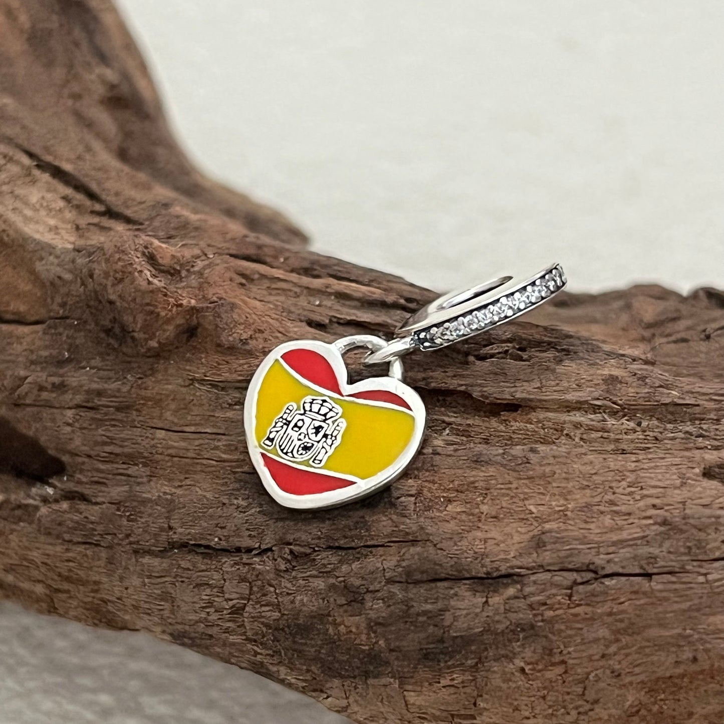 Spain Flag Heart Exclusive Dangle Charm Pendant for Pandora Bracelet