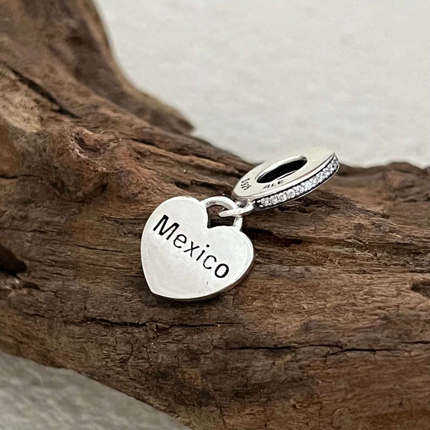 Mexico Flag Heart Exclusive Dangle Charm Pendant for Pandora Bracelet