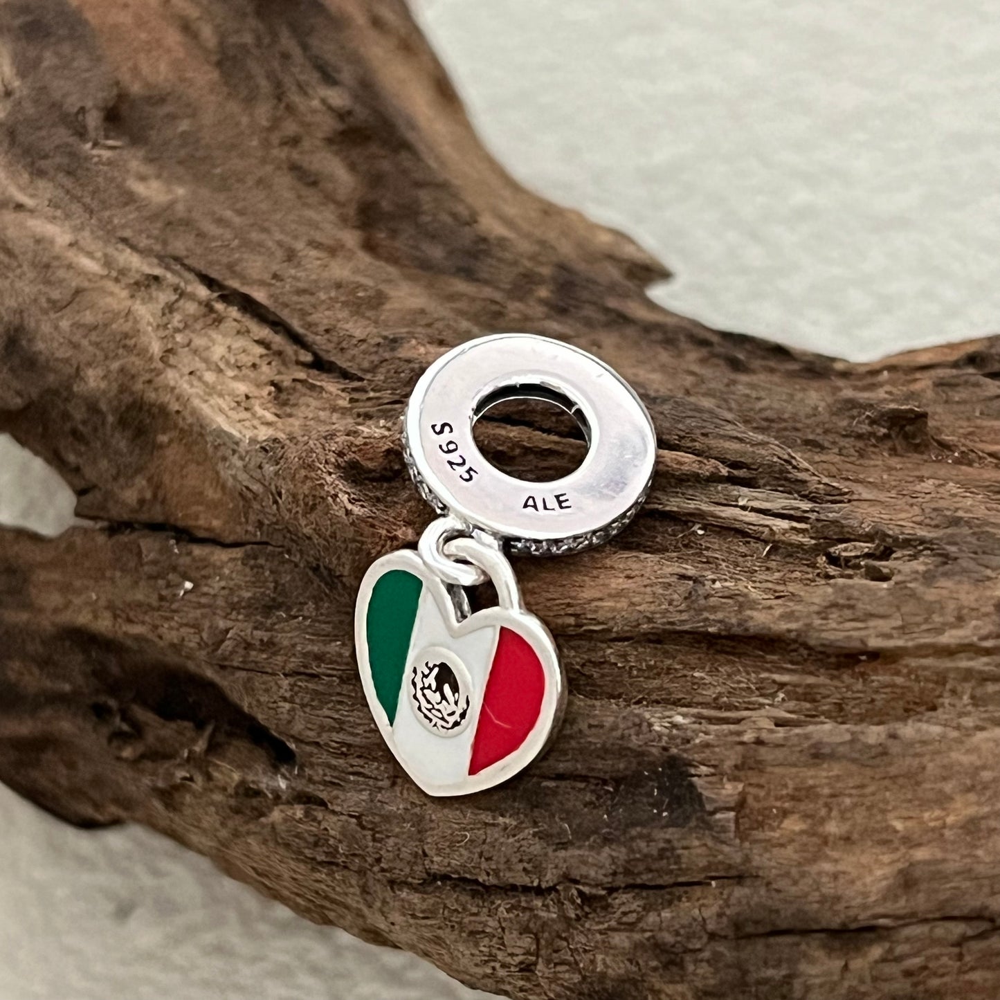 Mexico Flag Heart Exclusive Dangle Charm Pendant for Pandora Bracelet