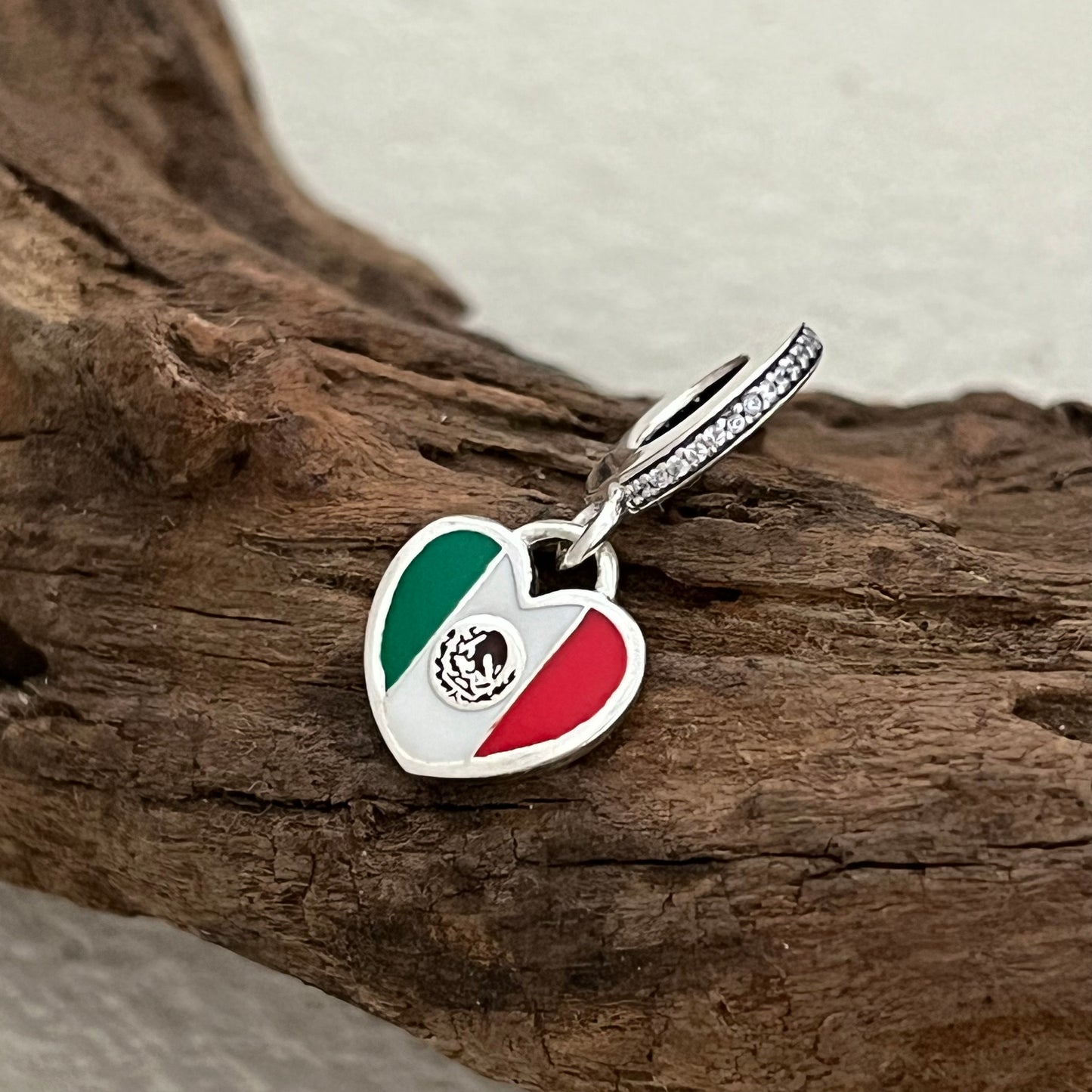 Mexico Flag Heart Exclusive Dangle Charm Pendant for Pandora Bracelet