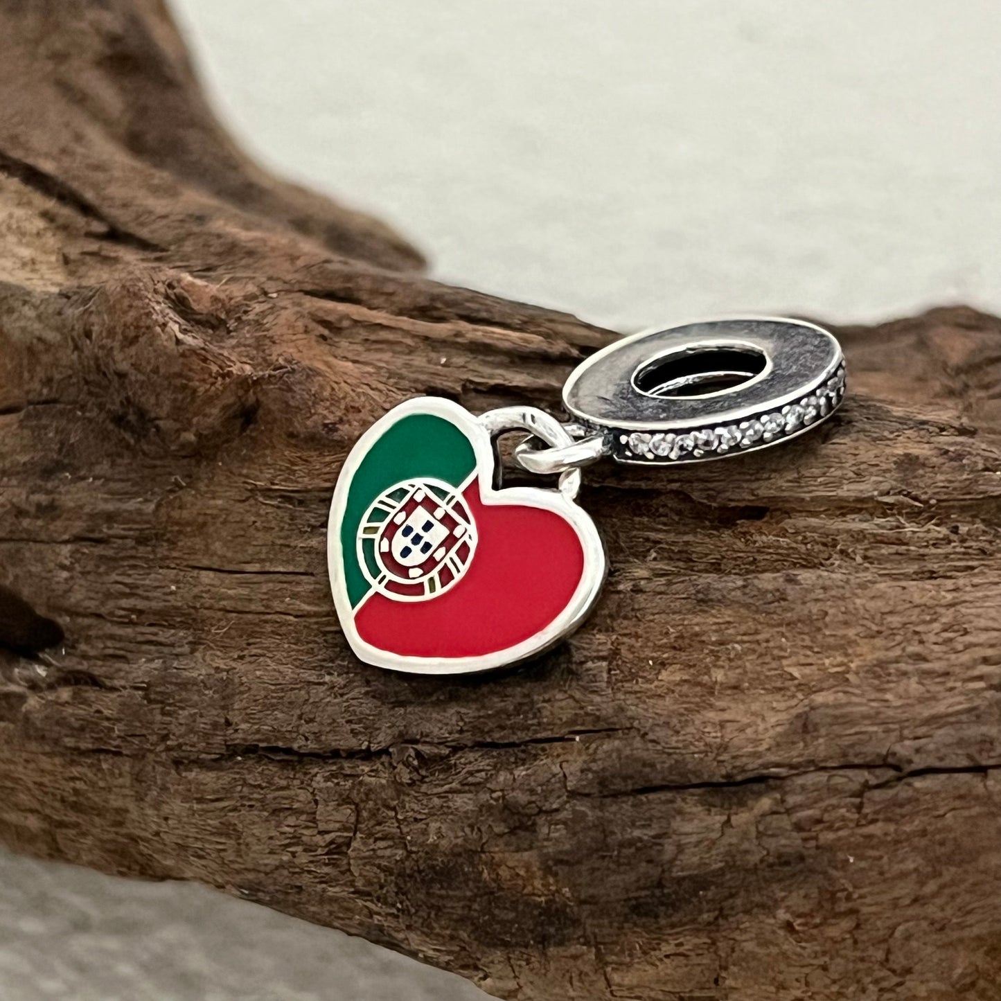 Portugal Flag Heart Exclusive Dangle Charm Pendant for Pandora Bracelet