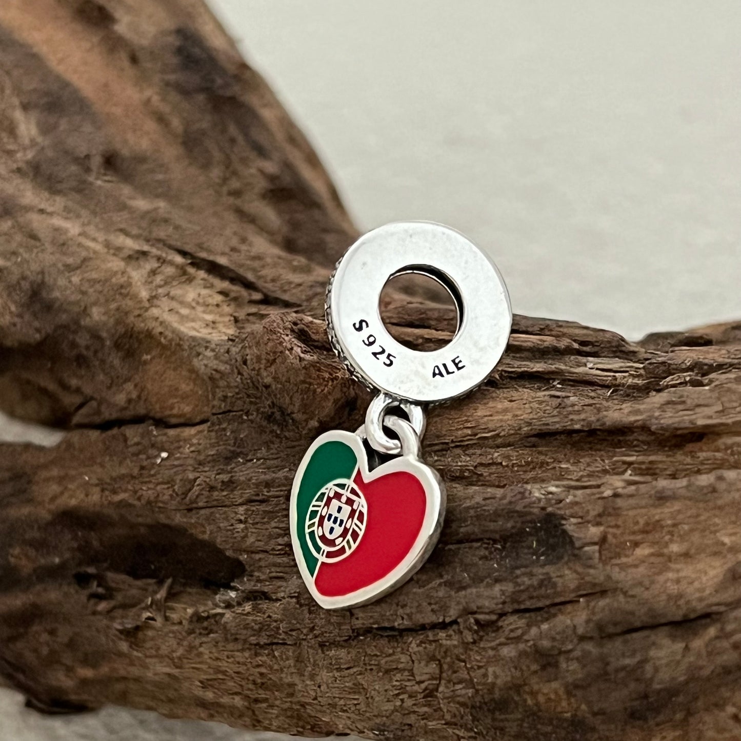 Portugal Flag Heart Exclusive Dangle Charm Pendant for Pandora Bracelet