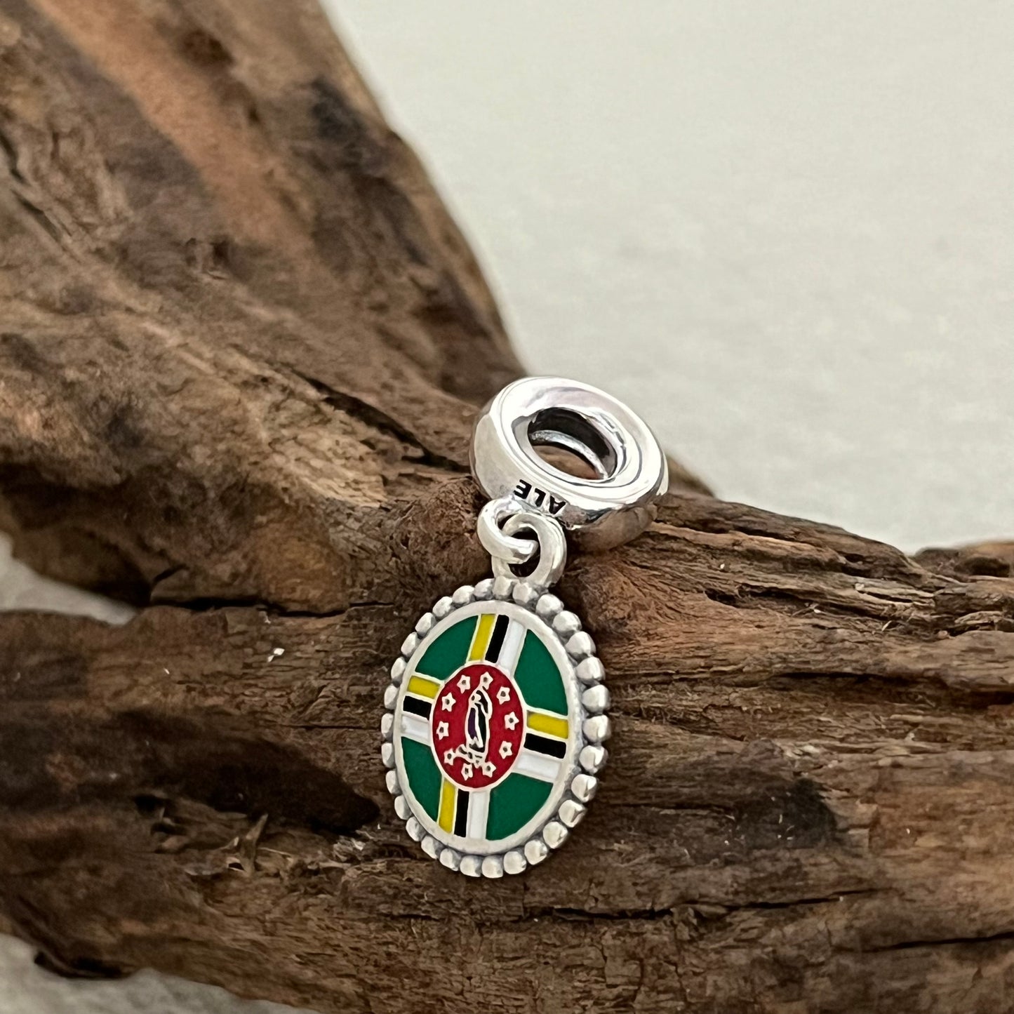 Dominica flag Heart Exclusive Dangle Charm Pendant for Pandora Bracelet