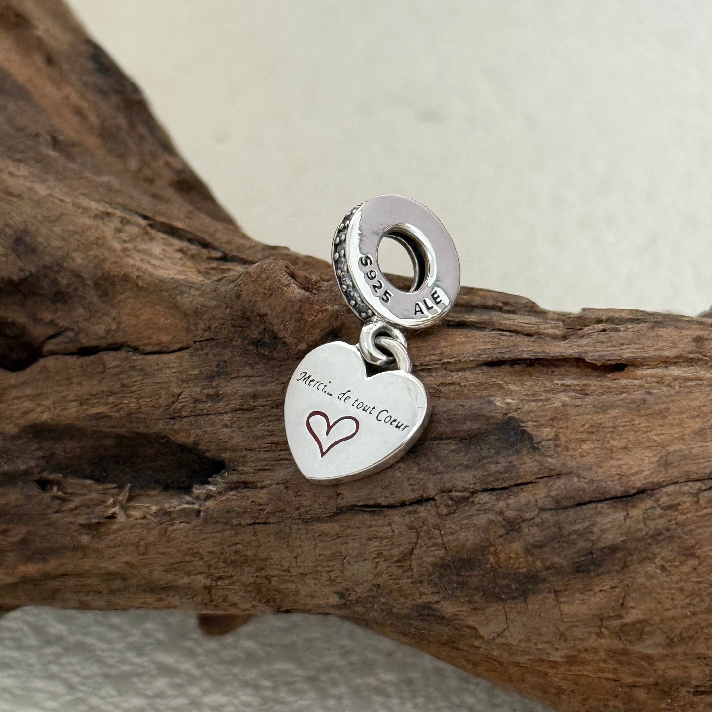 Merci.... de tout Coeur Heart Exclusive Dangle Charm Pendant for Pandora Bracelet