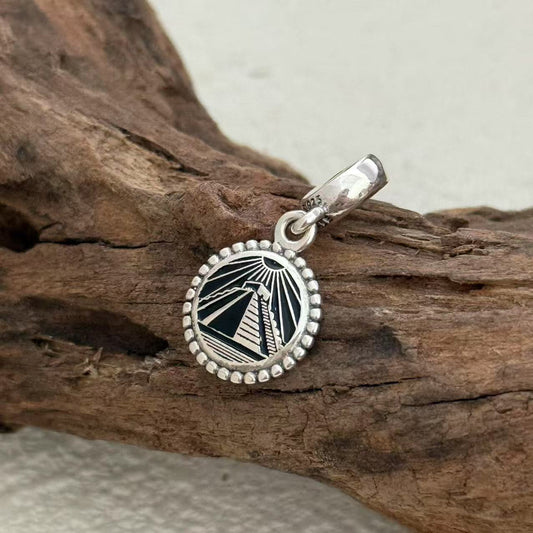 Piramide Negro y Plata Mexico Exclusive Dangle Charm Pendant for Pandora Bracelet