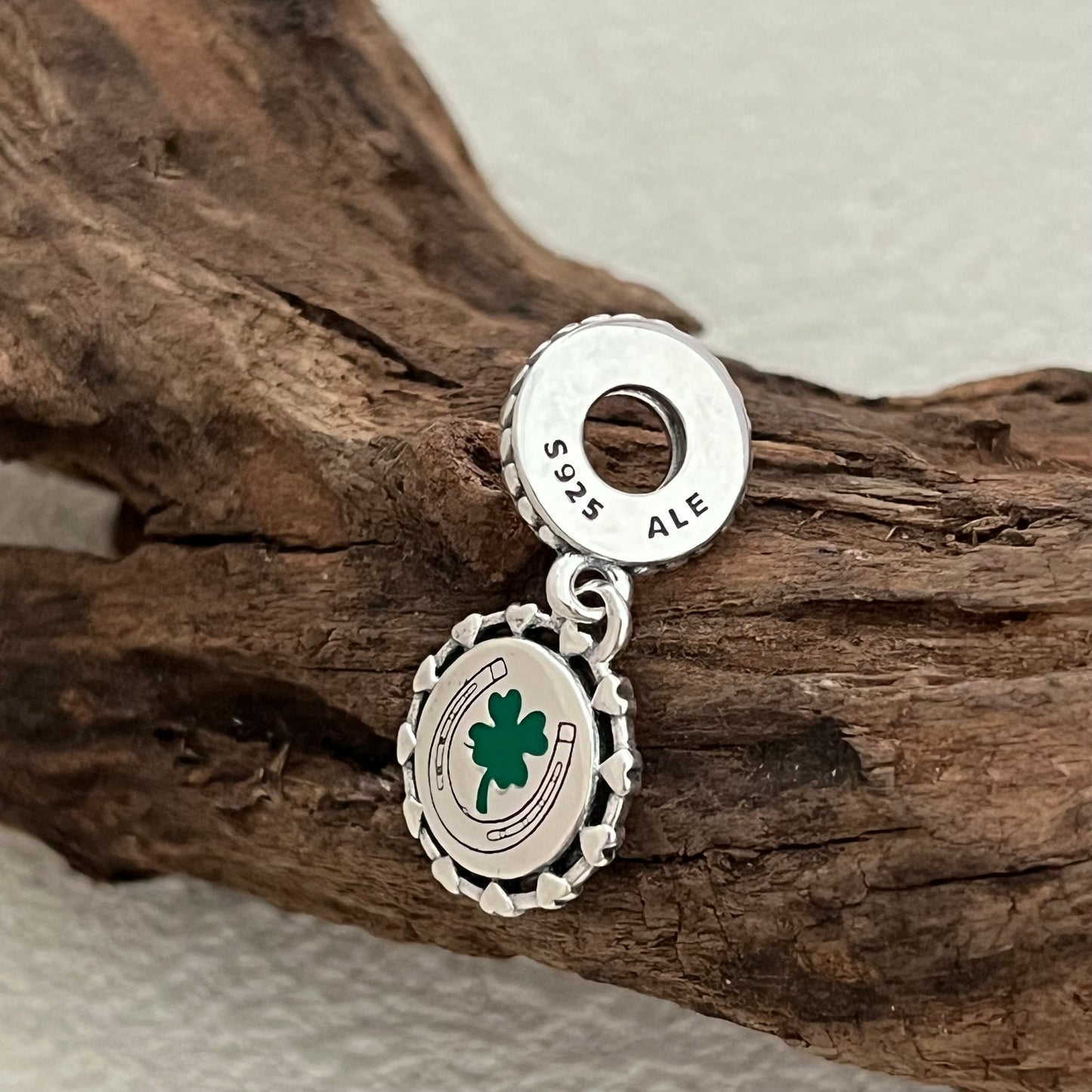 Horseshoe and Lucky Four-leaf clover Exclusive Dangle Charm Pendant for Pandora Bracelet