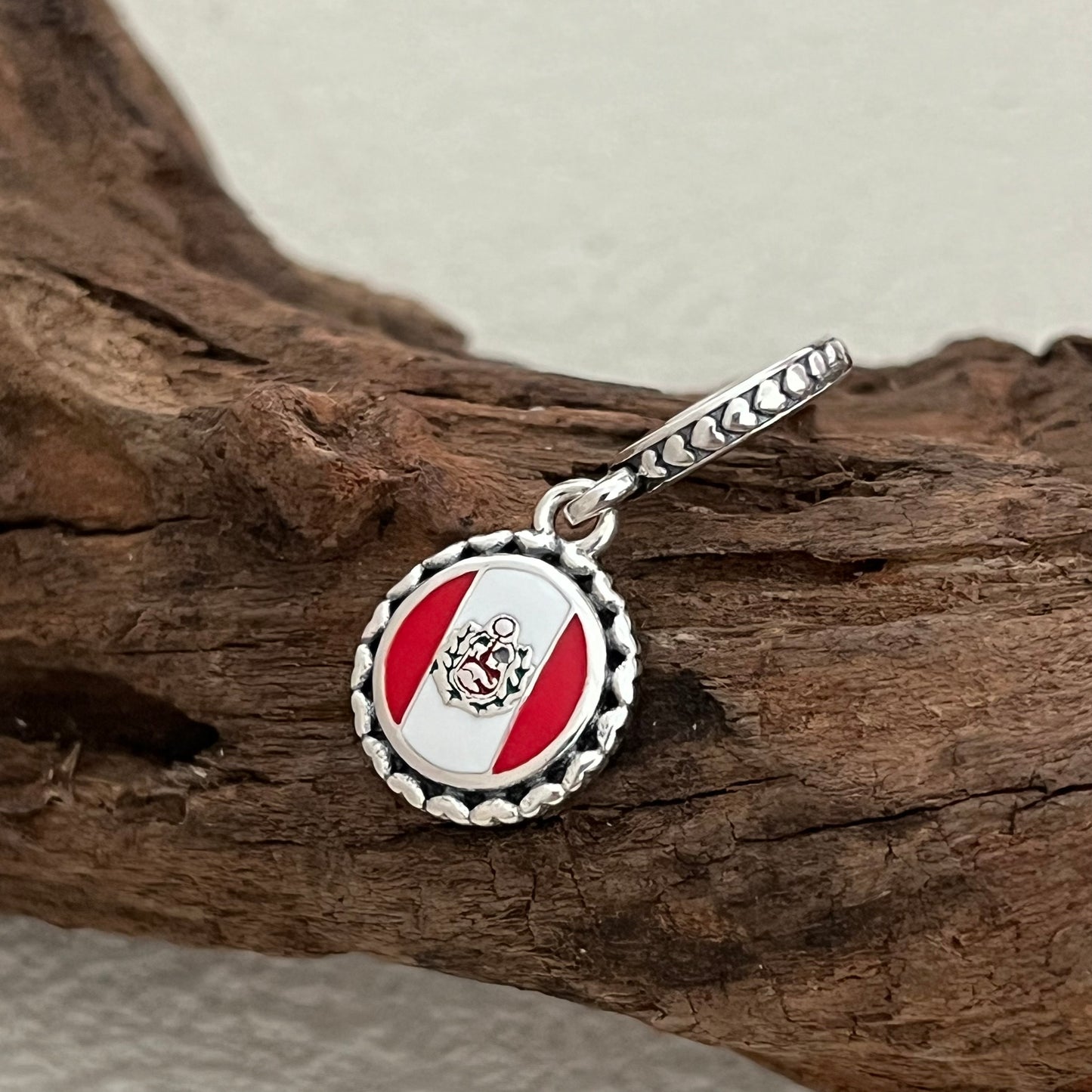 Peru Flag Exclusive Dangle Charm Pendant for Pandora Bracelet