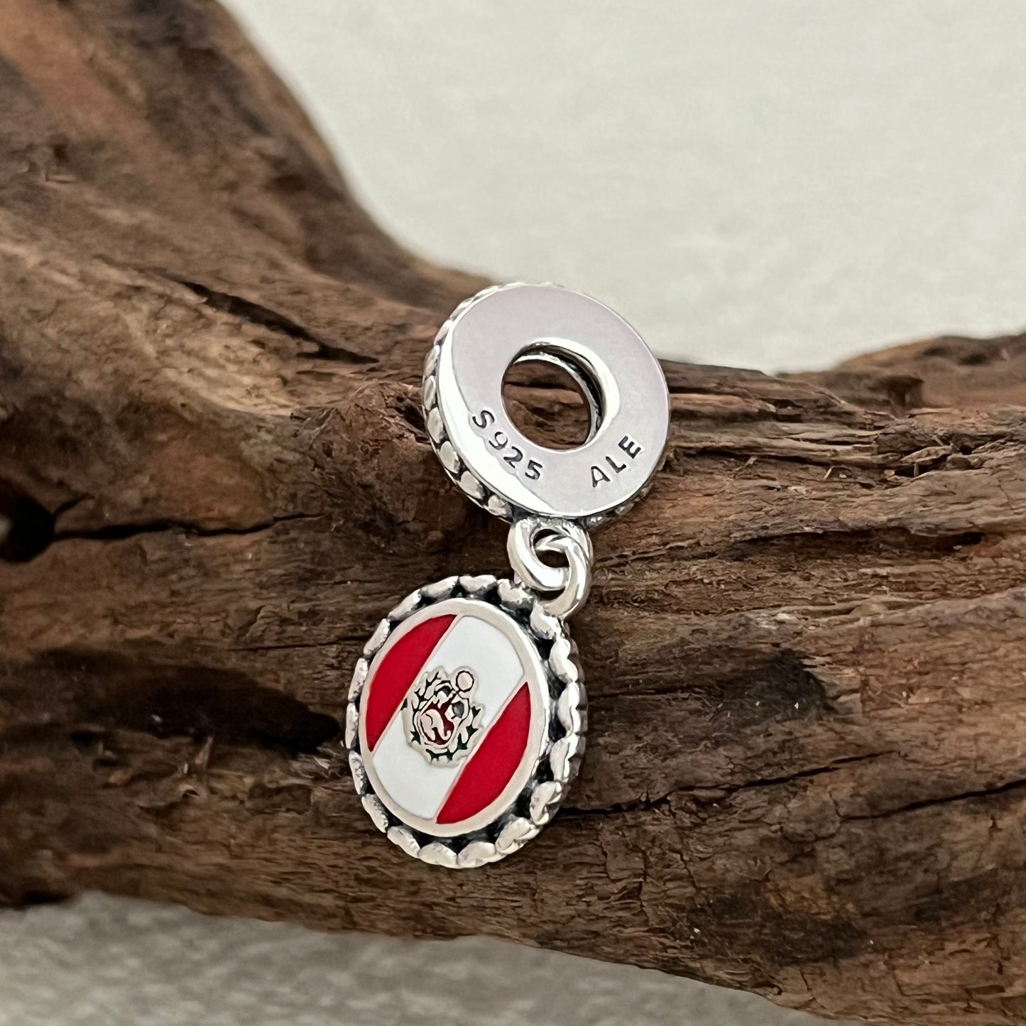 Peru Flag Exclusive Dangle Charm Pendant for Pandora Bracelet