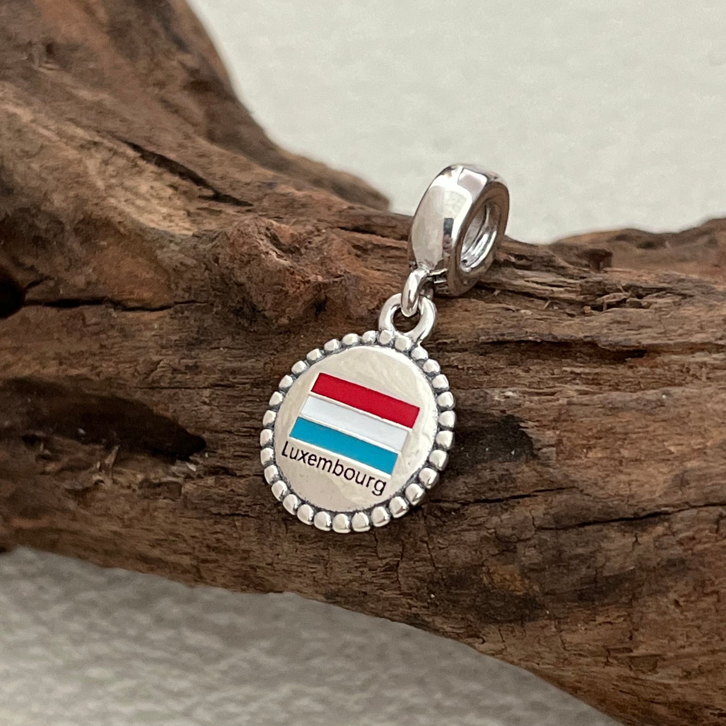 Luxembourg Flag Exclusive Dangle Charm Pendant for Pandora Bracelet