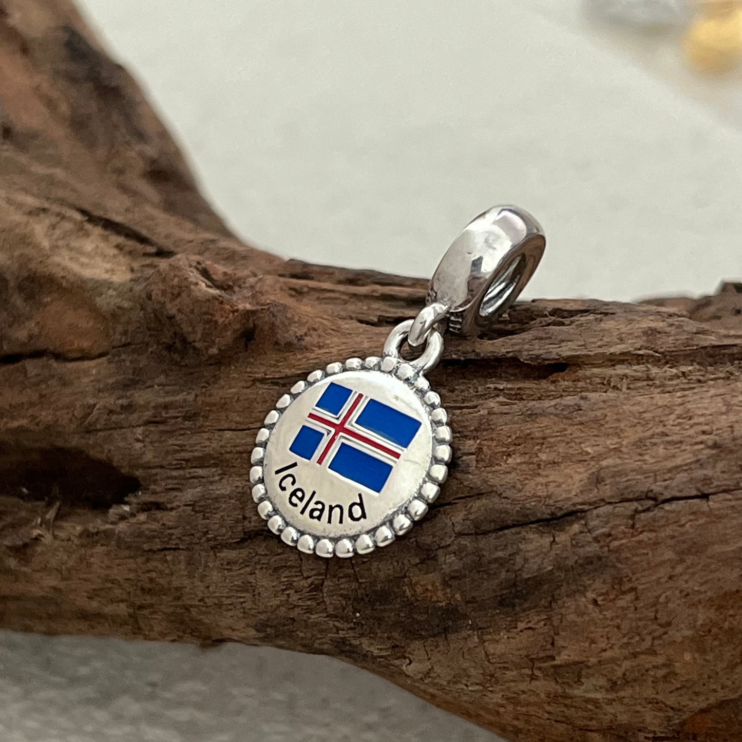 Iceland Flag Exclusive Dangle Charm Pendant for Pandora Bracelet