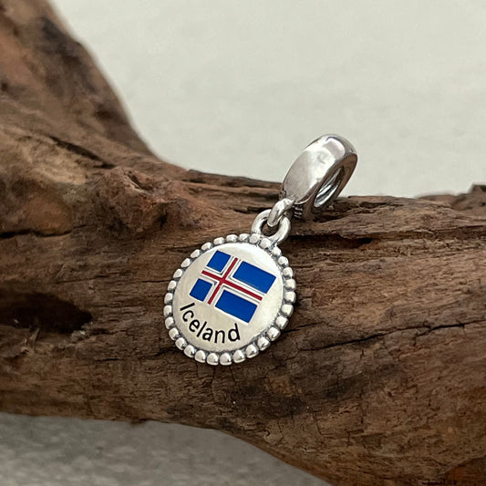 Iceland Flag Exclusive Dangle Charm Pendant for Pandora Bracelet
