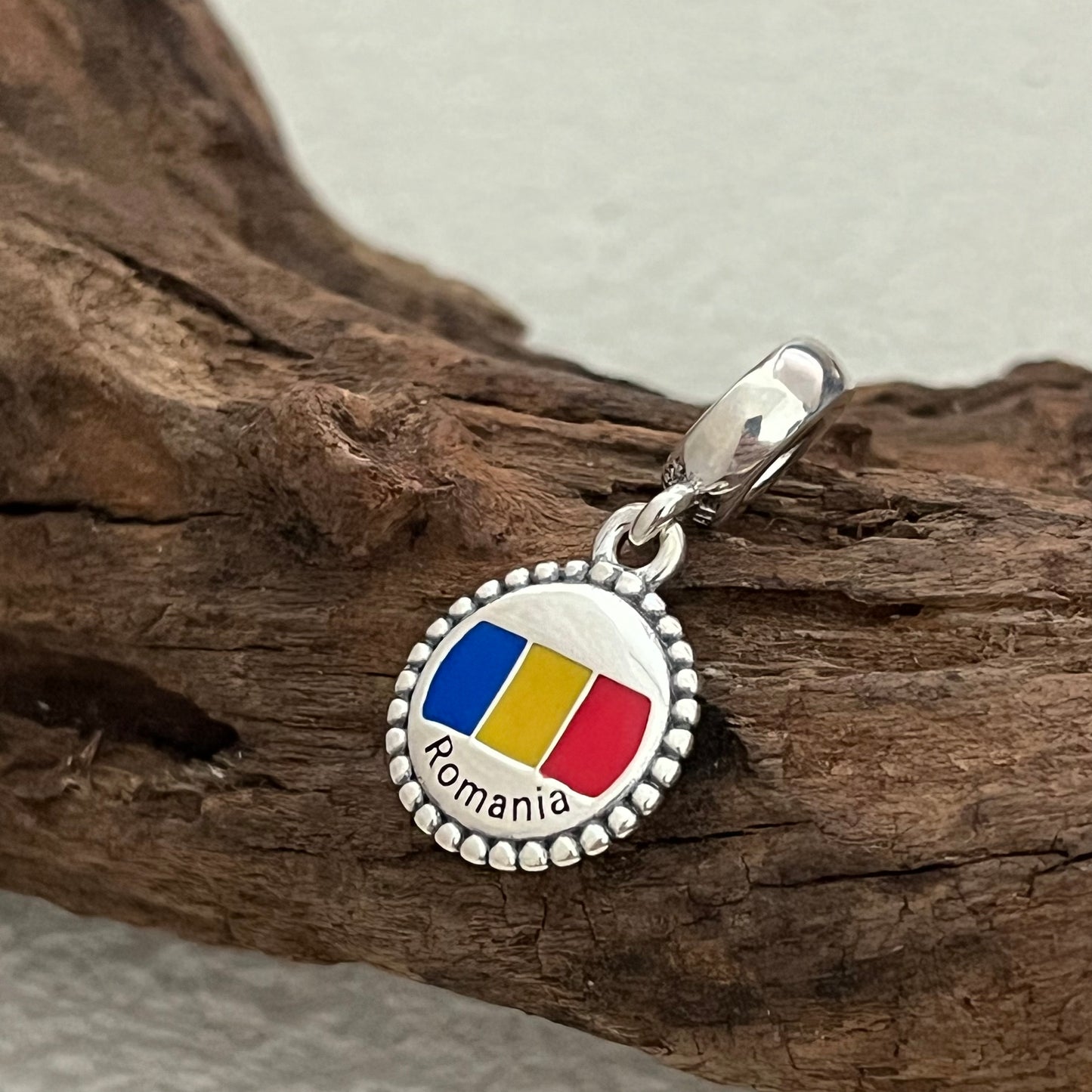 Romania Flag Exclusive Dangle Charm Pendant for Pandora Bracelet