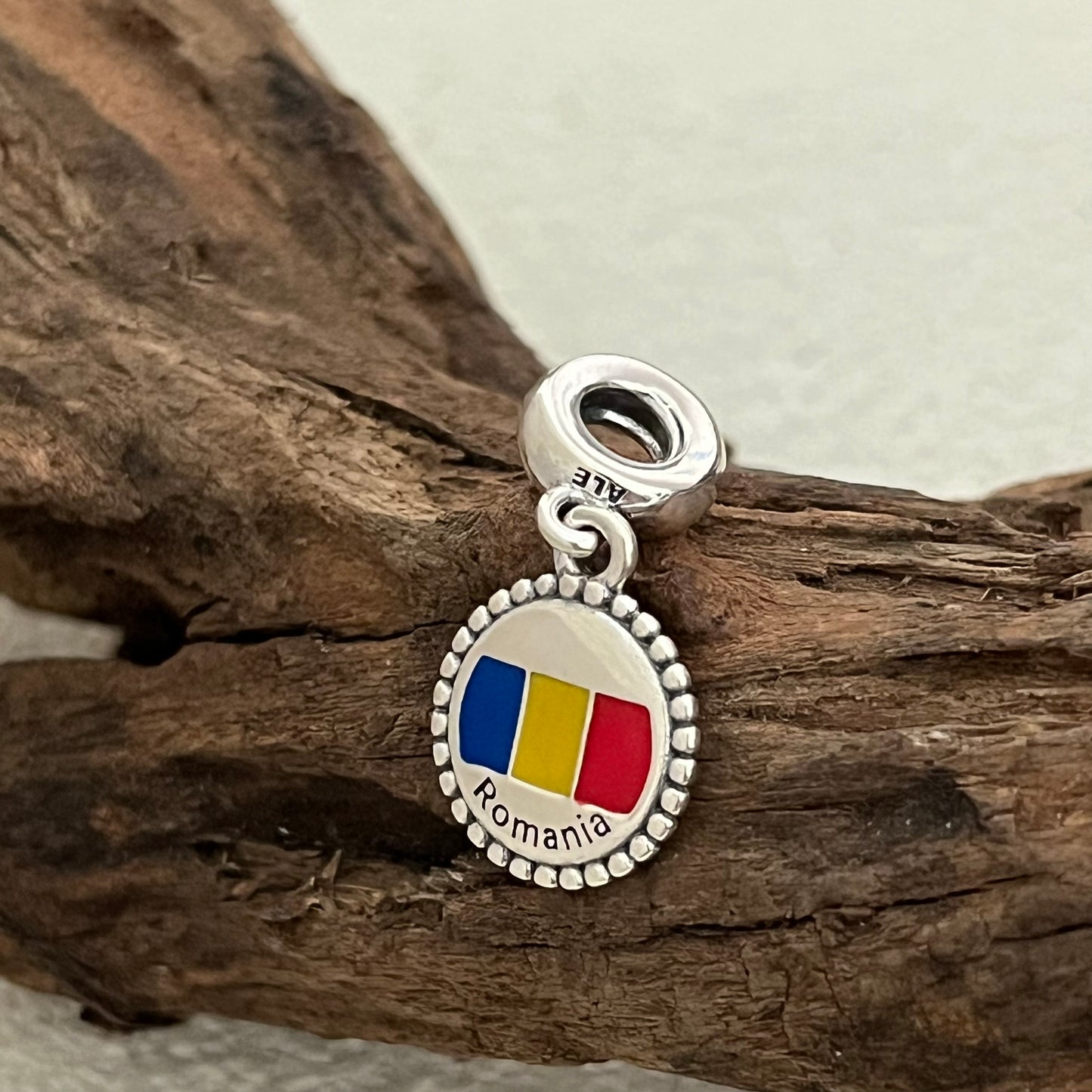 Romania Flag Exclusive Dangle Charm Pendant for Pandora Bracelet