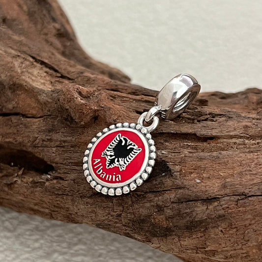 Albania Flag Exclusive Dangle Charm Pendant for Pandora Bracelet