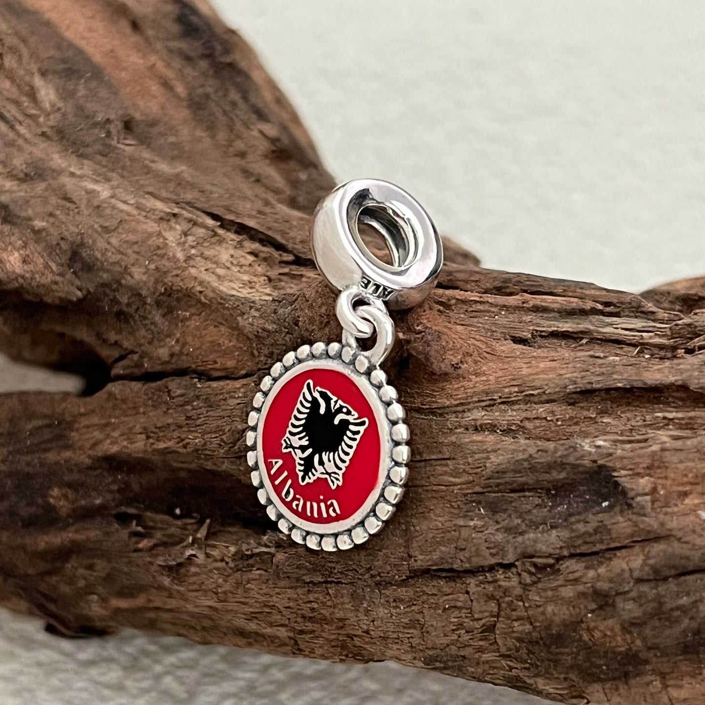 Albania Flag Exclusive Dangle Charm Pendant for Pandora Bracelet