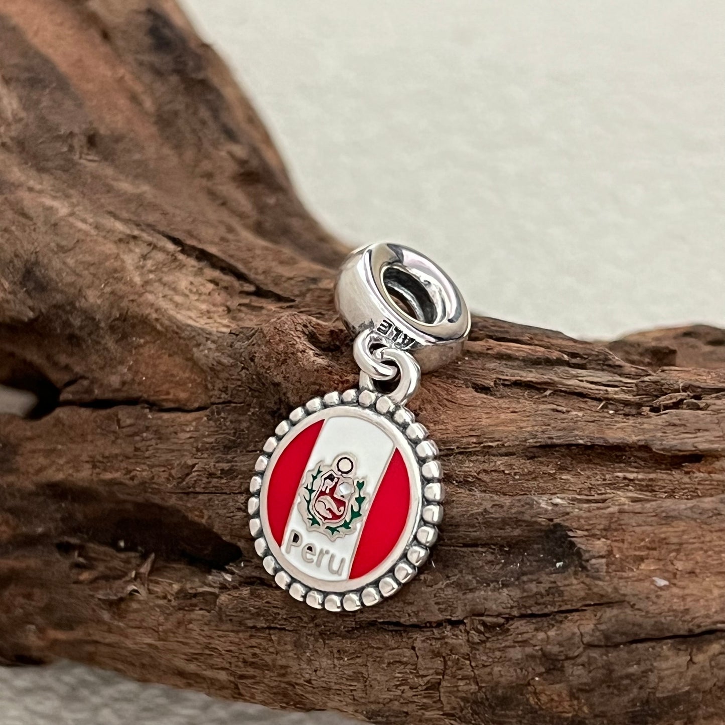 Peru Flag Exclusive Dangle Charm Pendant for Pandora Bracelet