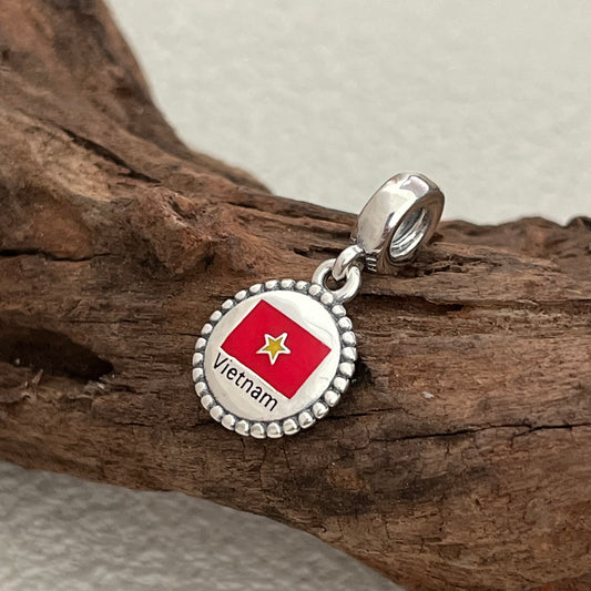 Vietnam Flag Exclusive Dangle Charm Pendant for Pandora Bracelet S925 Silver