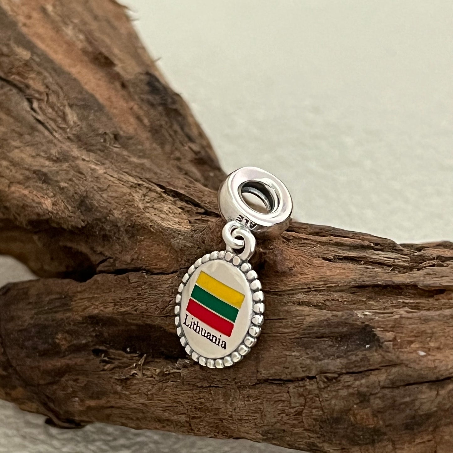 Lithuania Flag Exclusive Dangle Charm Pendant for Pandora Bracelet S925 Silver