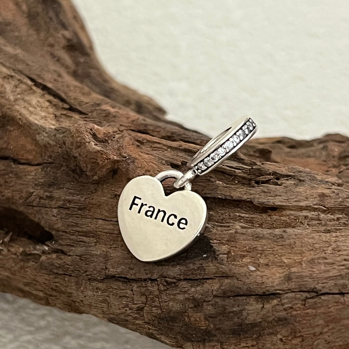 France Flag Heart Exclusive Dangle Charm Pendant for Pandora Bracelet S925 Silver