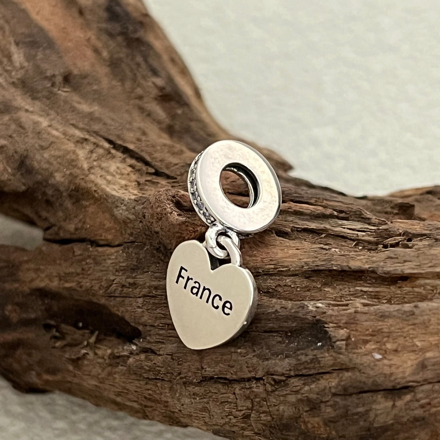 France Flag Heart Exclusive Dangle Charm Pendant for Pandora Bracelet S925 Silver
