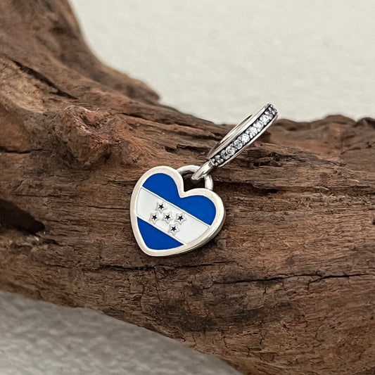 Honduras Flag Heart Exclusive Dangle Charm Pendant for Pandora Bracelet S925 Silver