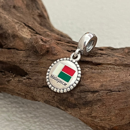 Madagascar Flag Exclusive Dangle Charm Pendant for Pandora Bracelet S925 Silver
