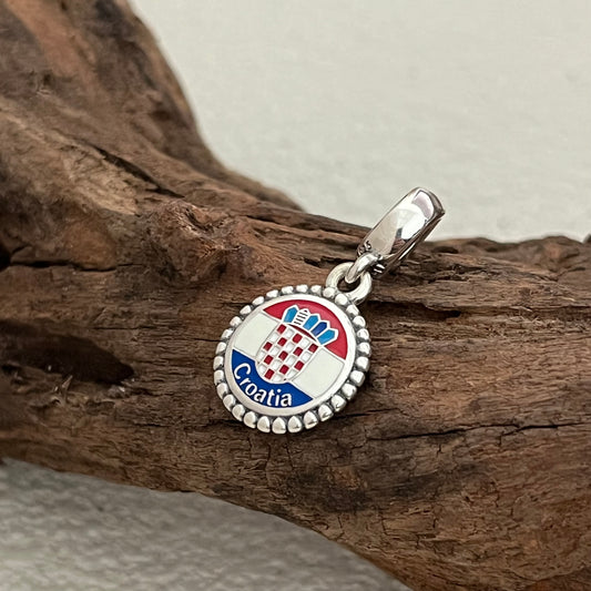 Croatia Flag Exclusive Dangle Charm Pendant for Pandora Bracelet S925 Silver