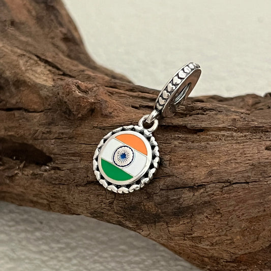 India Flag Exclusive Dangle Charm Pendant for Pandora Bracelet S925 Silver