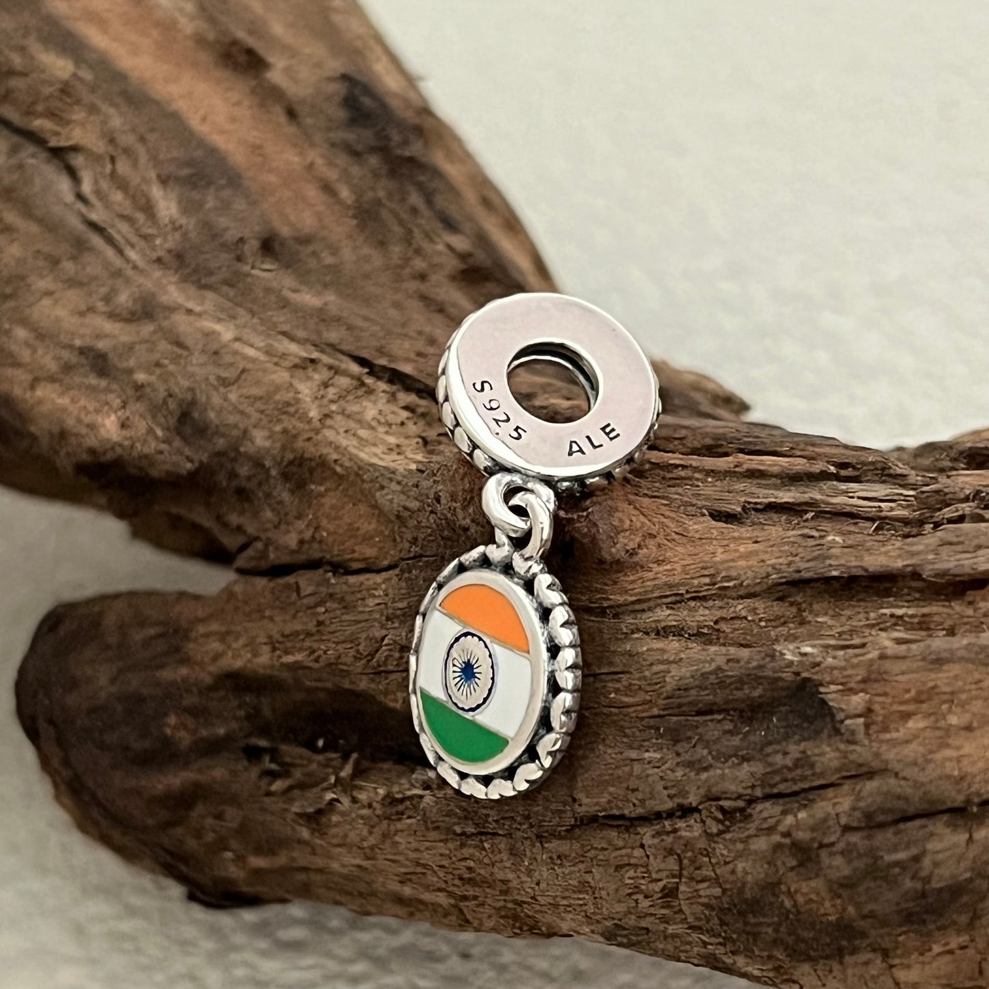 India Flag Exclusive Dangle Charm Pendant for Pandora Bracelet S925 Silver