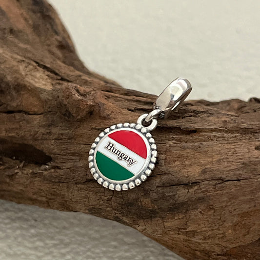 Hungary Flag Exclusive Dangle Charm Pendant for Pandora Bracelet S925 Silver