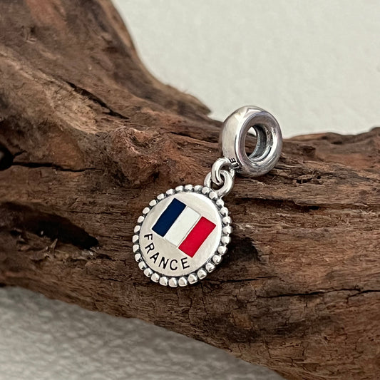 FRANCE Flag Exclusive Dangle Charm Pendant for Pandora Bracelet S925 Silver