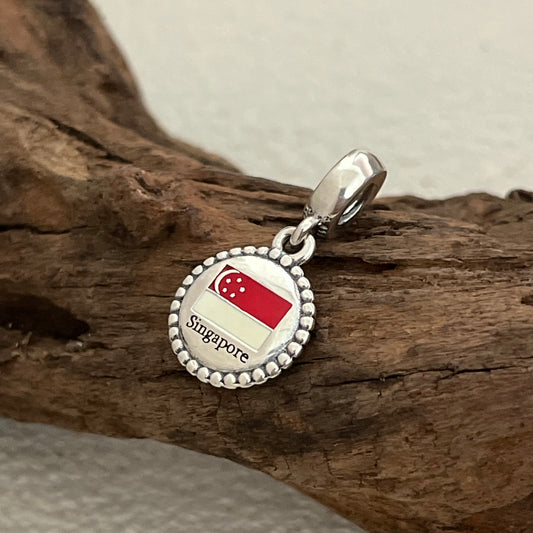Singapore Flag Exclusive Dangle Charm Pendant for Pandora Bracelet S925 Silver