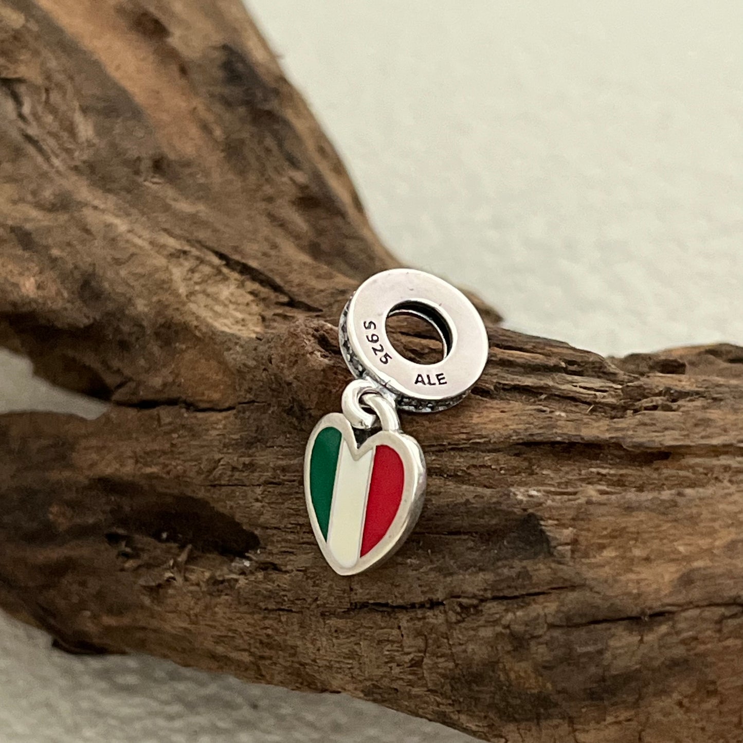 Italy Flag Heart Exclusive Dangle Charm Pendant for Pandora Bracelet S925 Silver