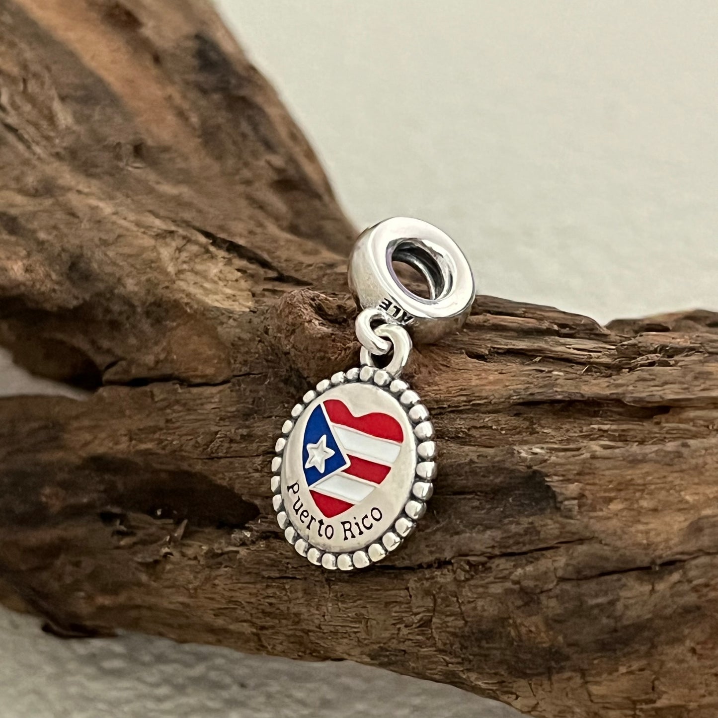 Puerto Rico Heart Flag Exclusive Dangle Charm Pendant for Pandora Bracelet S925 Silver