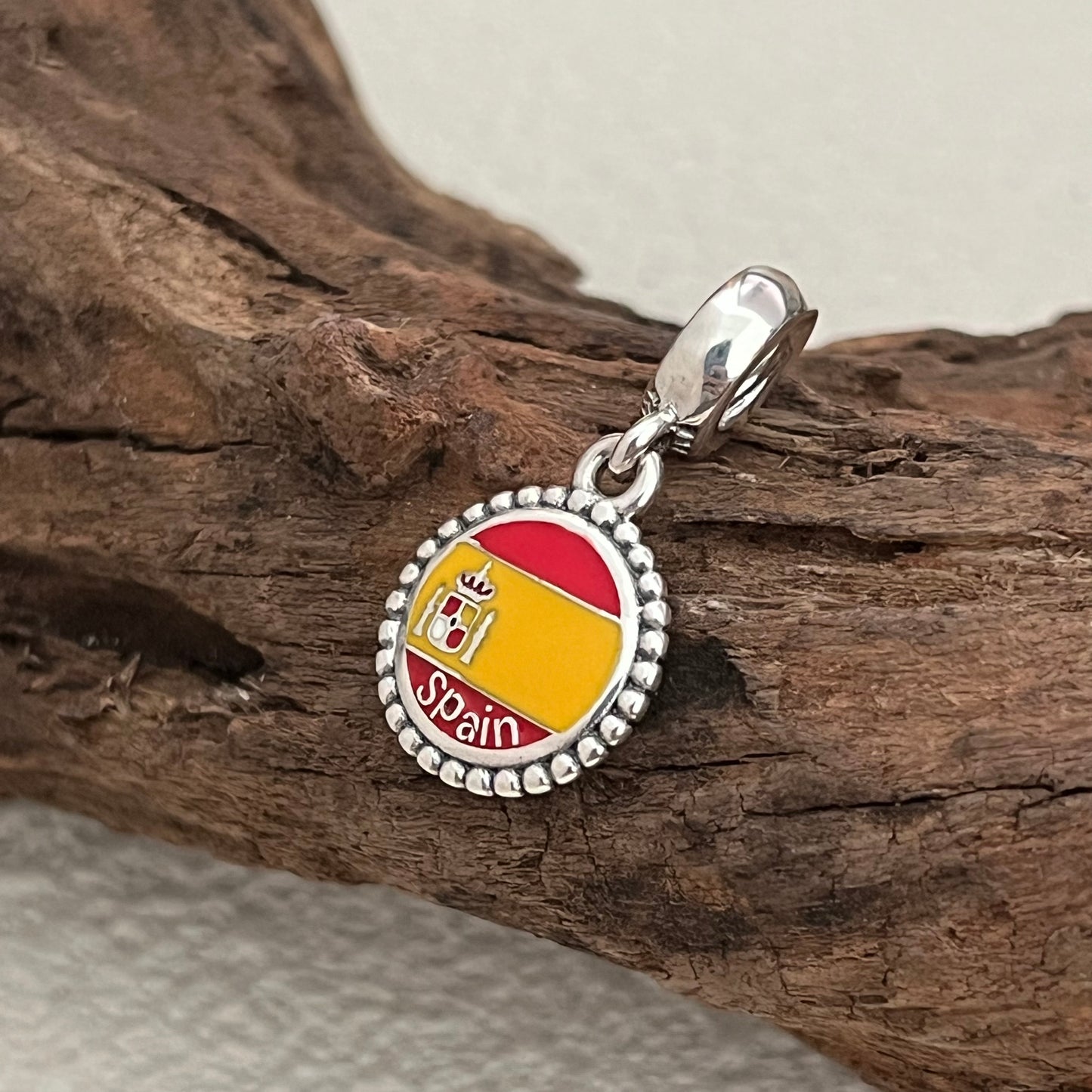 Spain Flag Exclusive Dangle Charm Pendant for Pandora Bracelet S925 Silver