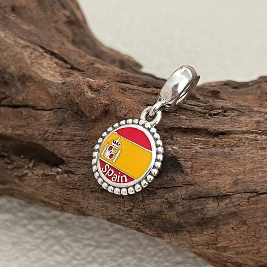 Spain Flag Exclusive Dangle Charm Pendant for Pandora Bracelet S925 Silver