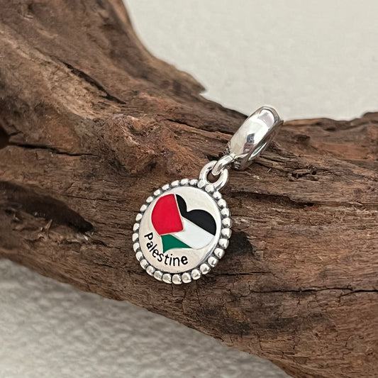 Palestine Heart Flag Exclusive Dangle Charm Pendant for Pandora Bracelet S925 Silver