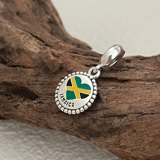 JAMAICA Heart Flag Exclusive Dangle Charm Pendant for Pandora Bracelet S925 Silver